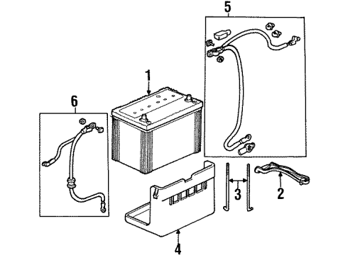 1993 Honda Prelude Battery Plate, Battery Set Diagram for 31512-SS0-J00