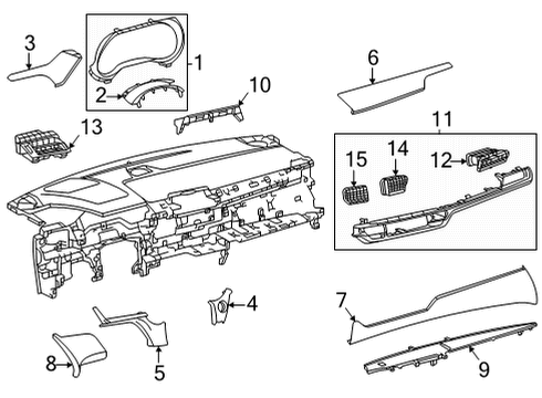 2022 Toyota Sienna Cluster & Switches, Instrument Panel Upper Molding Diagram for 55012-08010-C1