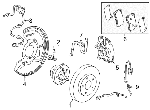 2014 Cadillac XTS Front Brakes Backing Plate Diagram for 22780149