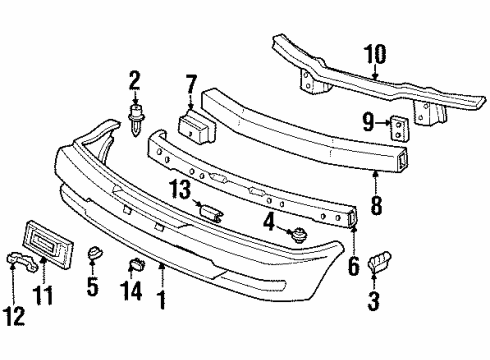 1995 Acura TL Front Bumper Nut, License Plate Diagram for 62521-SB2-000