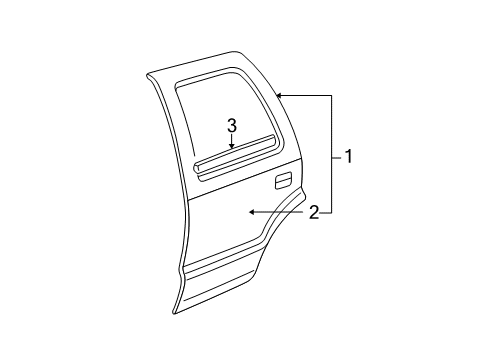 2003 GMC Envoy XL Rear Door Belt Weatherstrip Diagram for 15129776