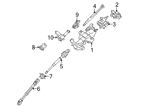 2009 Ford F-150 Steering Column & Wheel, Steering Gear & Linkage Steering Column Diagram for 9L3Z-3C529-C