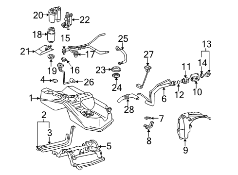 2000 Lexus GS300 Fuel Injection Hose, Fuel Tank To Filler Pipe Diagram for 77213-30160