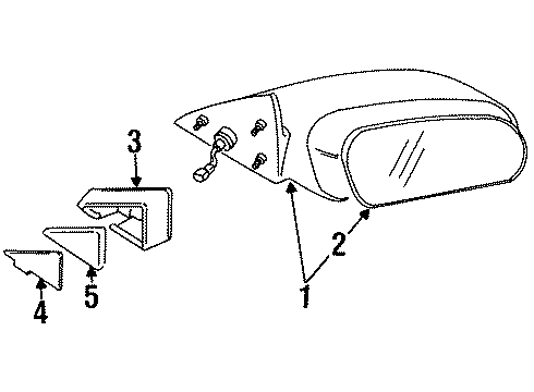 2000 Chrysler Sebring Outside Mirrors Outside Rearview Mirror Diagram for MB882391