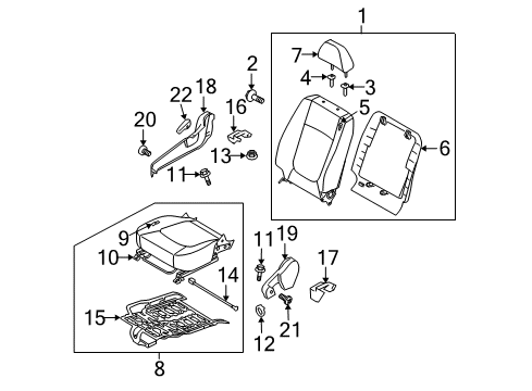2006 Kia Spectra Front Seat Components Cushion Assembly-Front Seat Diagram for 882022F701375
