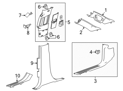 2017 Chevrolet Suburban Interior Trim - Pillars, Rocker & Floor Kick Panel Diagram for 23433402