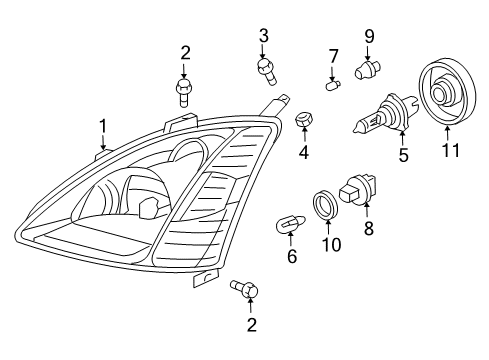 2003 Honda Civic Bulbs Headlight Unit, Driver Side Diagram for 33151-S5T-C01