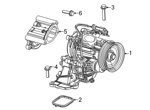 2019 Jeep Cherokee Water Pump Bolt-6 LOBE External Head Diagram for 6512198AA