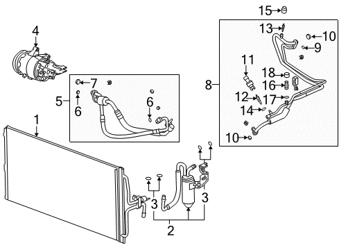 2005 Pontiac Grand Prix A/C Condenser, Compressor & Lines Clutch Kit, A/C Diagram for 89018518
