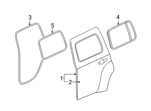 2006 Chevrolet HHR Rear Door Surround Weatherstrip Diagram for 19121169