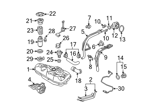 2004 Toyota Corolla Fuel Supply Filler Pipe Diagram for 77201-12750