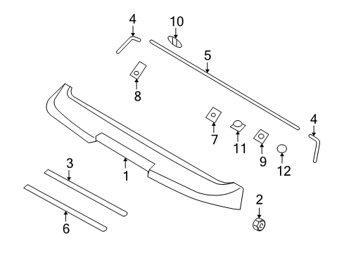 2011 Hyundai Santa Fe Rear Spoiler Pad 4-Rear Spoiler Diagram for 87218-2B020