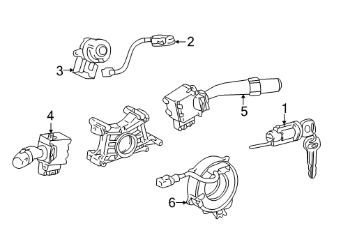 2004 Toyota Matrix Ignition Lock Ignition Lock Cylinder Diagram for 69005-02090