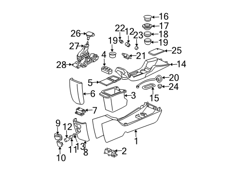 2003 Chevrolet Monte Carlo Front Console Console Asm, Front Floor *Pewter Diagram for 89039665