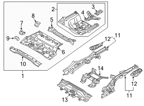 2016 Kia Optima Rear Body - Floor & Rails Reinforcement Spare Tire Carrier Diagram for 65577C1000