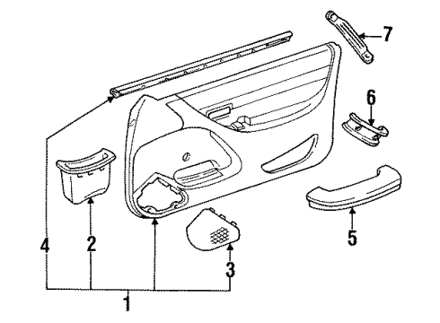 1992 Toyota Paseo Front Door Trim ARMREST Assembly, Front Door Diagram for 74210-16040-W4