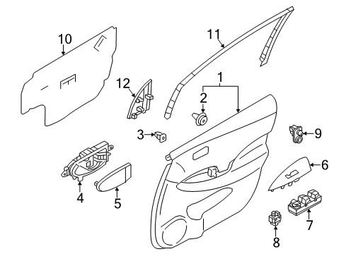 2014 Nissan Leaf Front Door Corner FINISHER RH In Diagram for 80292-3NF0A