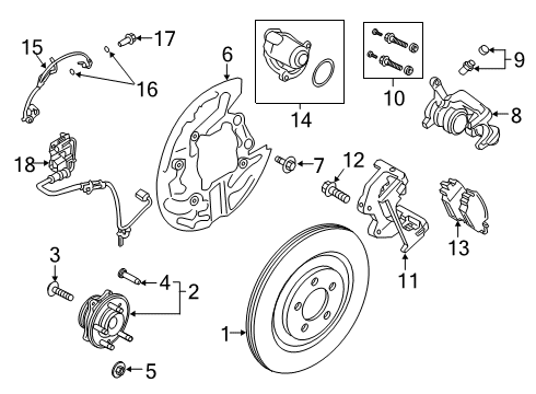 2020 Lincoln Aviator Anti-Lock Brakes Rear Hub & Bearing Diagram for LB5Z-1104-B