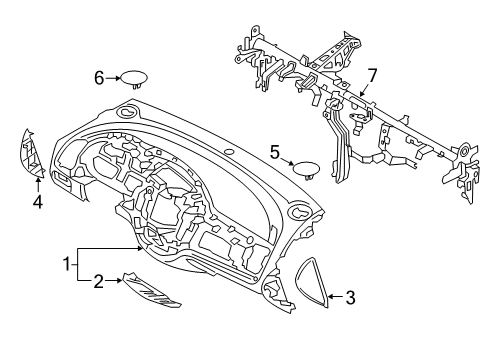 2015 Kia Forte Cluster & Switches, Instrument Panel Cover Assembly-Crash Pad Main Diagram for 84780A7060DFR