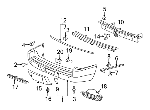 2014 Cadillac Escalade Rear Bumper Trim Cover Diagram for 22756668