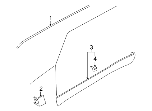 2007 Mercury Mariner Exterior Trim - Pillars, Rocker & Floor Upper Molding Diagram for 8L8Z-7851729-AA