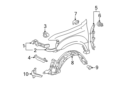 2004 Toyota Tundra Fender & Components Fender Assembly Diagram for 53802-0C080