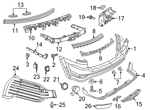 2020 Jeep Grand Cherokee Bumper & Components - Rear Sensor-Park Assist Diagram for 1TK84TZZAA