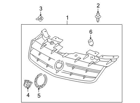 2006 Cadillac STS Grille & Components Emblem Diagram for 25737138