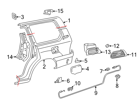 1998 Toyota Land Cruiser Quarter Panel & Components Fuel Door Spring Diagram for 77366-60010