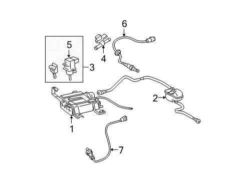 2005 Scion tC Emission Components Vapor Canister Diagram for 77740-21011