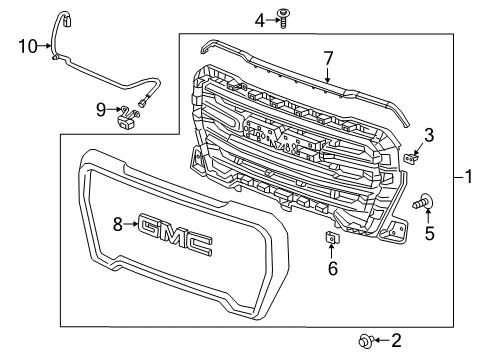 2021 GMC Sierra 1500 Grille & Components Nameplate Diagram for 23400421