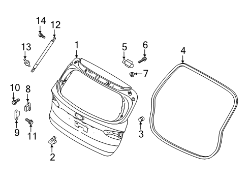 2019 Hyundai Santa Fe Lift Gate Panel Assembly-Tail Gate Diagram for 72800-S2000