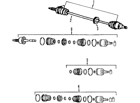 1995 Kia Sephia Front Axle Shafts & Joints, Drive Axles Boot Set-In Joint Diagram for 0K24A22540