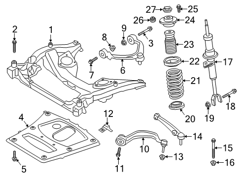 2013 BMW 535i Front Suspension Components, Lower Control Arm, Upper Control Arm, Stabilizer Bar Left Front Strut Shock Spring Diagram for 31316775575
