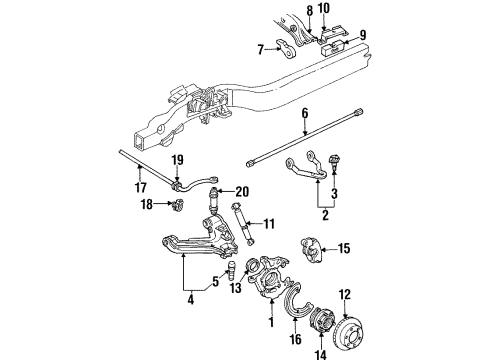 1999 Chevrolet Tahoe Front Suspension Components, Lower Control Arm, Upper Control Arm, Stabilizer Bar Front Shock Absorber Diagram for 22064684