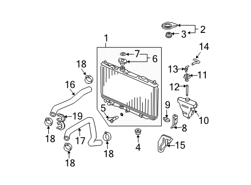 2004 Acura TL Radiator & Components Protector, Reserve Tank Diagram for 19109-RCA-A01