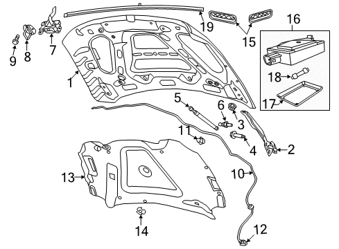 2015 Ram 1500 Hood & Components Cable-Hood Latch Diagram for 5160352AG