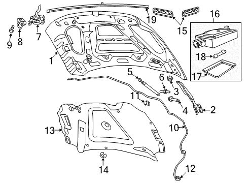 2013 Ram 1500 Hood & Components Hood Latch Diagram for 4589707AD