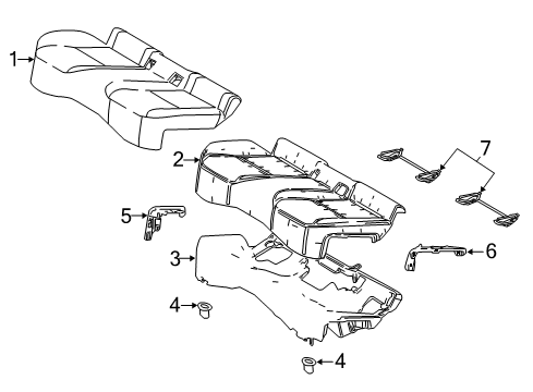 2018 Toyota C-HR Rear Seat Components Cushion Frame Diagram for 71611-F4040