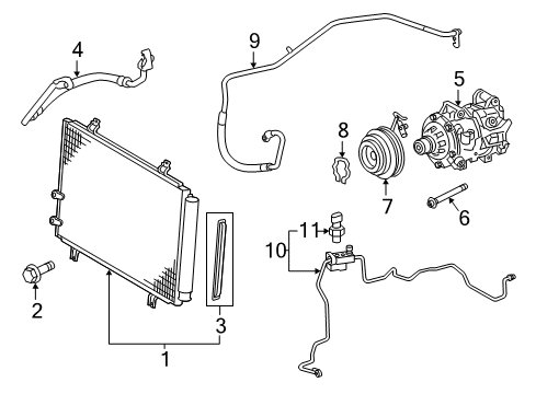 2015 Toyota Camry Air Conditioner Condenser Assembly Diagram for 88460-AZ004