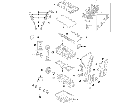 2021 Jeep Cherokee Engine Parts, Mounts, Cylinder Head & Valves, Camshaft & Timing, Variable Valve Timing, Oil Cooler, Oil Pan, Oil Pump, Balance Shafts, Crankshaft & Bearings, Pistons, Rings & Bearings Cover-Cylinder Head Diagram for 68306572AC