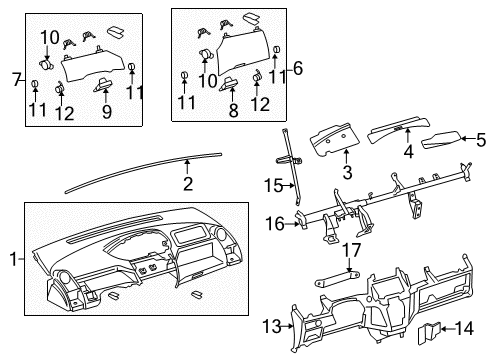 2010 Toyota Yaris Cluster & Switches, Instrument Panel Dash Crossmember Reinforcement Diagram for 55337-52010