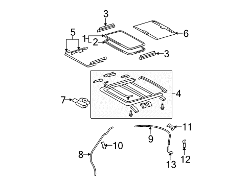 2011 Lexus ES350 Sunroof Garnish, Sliding Roof Side, LH Diagram for 63218-0E010