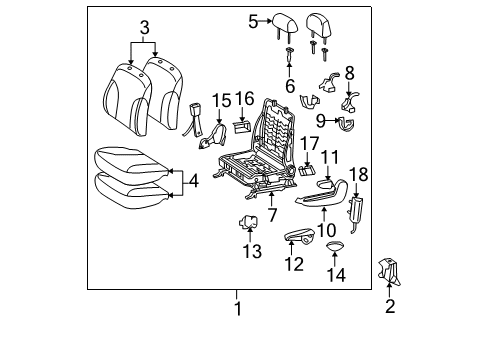Diagram for 2007 Toyota Yaris Front Seat Components 