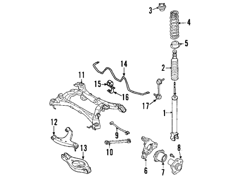 2006 Infiniti G35 Rear Suspension Components, Lower Control Arm, Upper Control Arm, Stabilizer Bar ABSORBER Kit-Shock, Rear Diagram for 56210-AC525