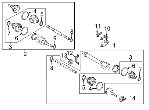 2017 Lincoln MKC Drive Axles - Front Axle Assembly Diagram for EJ7Z-3B436-E