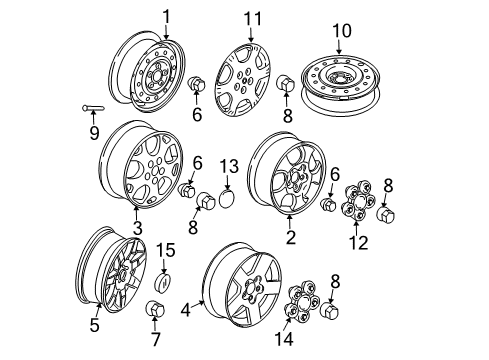 2005 Saturn Vue Wheels, Covers & Trim Wheel, Alloy Diagram for 9596878