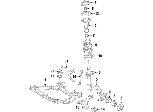 2012 Toyota Avalon Front Suspension Components, Lower Control Arm, Stabilizer Bar Strut Diagram for 48510-09P41