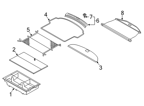 2020 Hyundai Santa Fe Interior Trim - Rear Body Trim Assembly-RR Transverse Diagram for 85770-S2000-NNB