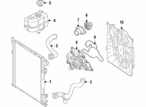 2021 Jeep Grand Cherokee L Cooling System, Radiator, Water Pump, Cooling Fan RADIATOR INLET Diagram for 68447877AB